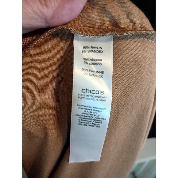 Chicos Top Brown Sz 2 L Liquid Knit Stretch Business Casual - Picture 7 of 8